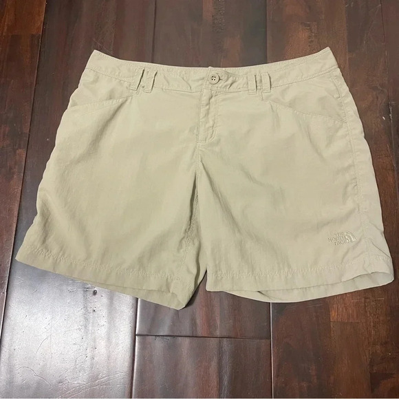The North Face Womens 10 Khaki Nylon Stretch Hiking Camping Shorts Outdoor Nylon - Picture 1 of 10